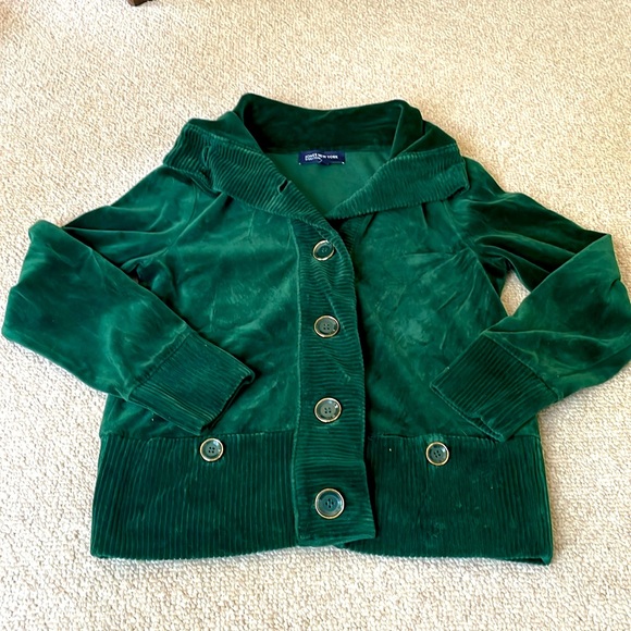 Vintage Holiday Green Jones New York Forest Green Velour Jacket like NEW - Picture 2 of 8